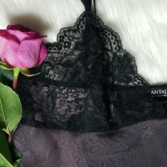 VINTAGE Fantasies chiffon Lace Slip pink black Sz S women’s sexy lingerie Y2K - Picture 8 of 15